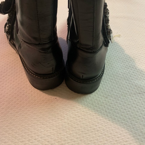 ZARA Leather Embellished Biker Boots SZ aus 5 as new biker goth dress style Rare - Picture 16 of 16